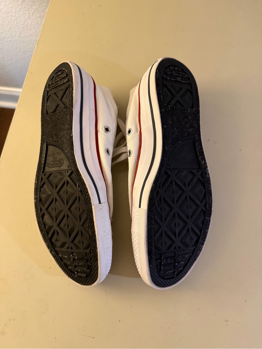 Converse White Canvas Sneakers with Red Stripe - Picture 3 of 6